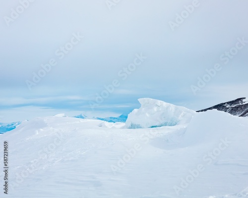 Beautiful shot of the Pressure Ridges in Ross Island in Antarctica