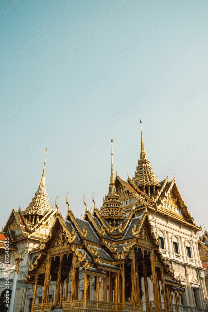 Vertical shot of The Grand Palace building complex in Bangkok, Thailand.