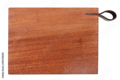 Square kitchen board made from mahagony wood isolated photo