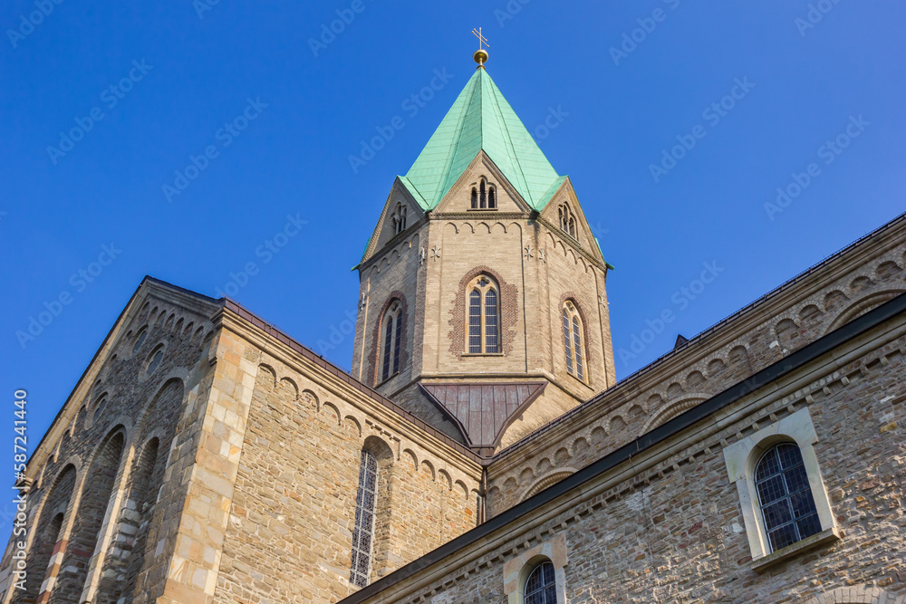 Tower of the historic Ludgerus church in Essen-Werden, Germany