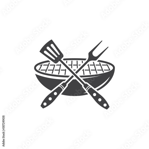 bbq grill logo icon design vector