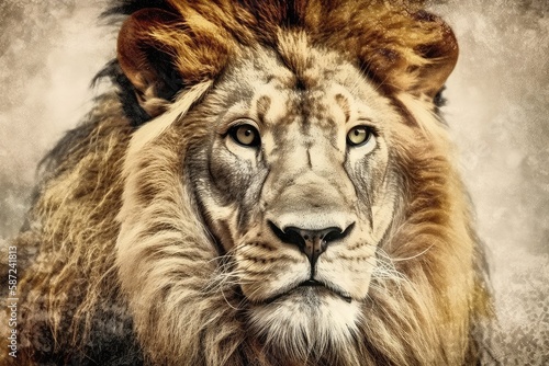Beautiful animal retro style art Lion