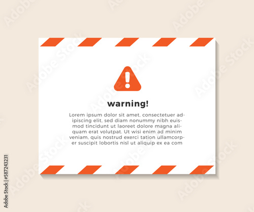 Template of Warning Pop Up Notification Isolated on A Neat Background