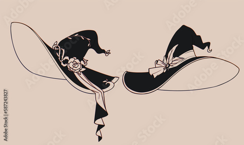 Halloween witch hat set, silhouette