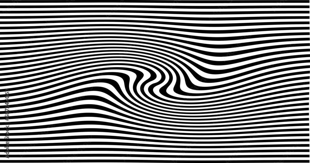 Optical Art with Twist Striped. Background Abstract Line Black and White Color. Swirl Hypnotic Pattern. Vector illustration. Optical Art with Twist Striped. Background Abstract Line Black and White Color. Swirl Hypnotic Pattern. Vector illustration.