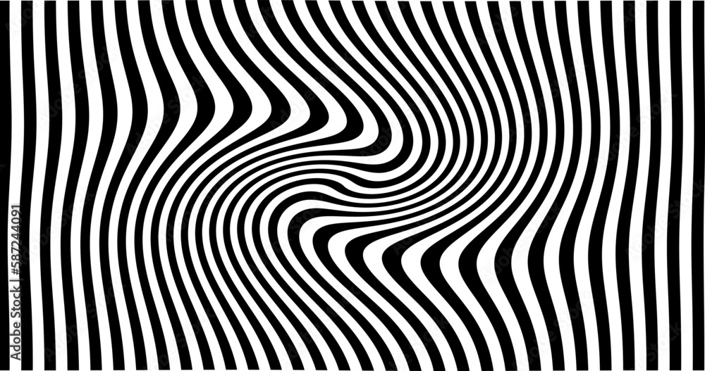 Optical Art with Twist Striped. Background Abstract Line Black and White Color. Swirl Hypnotic Pattern. Vector illustration. Optical Art with Twist Striped. Background Abstract Line Black and White Color. Swirl Hypnotic Pattern. Vector illustration.