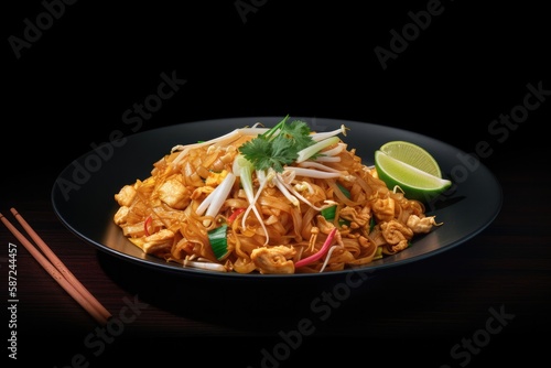 Pad Thai noodles in the bowl
