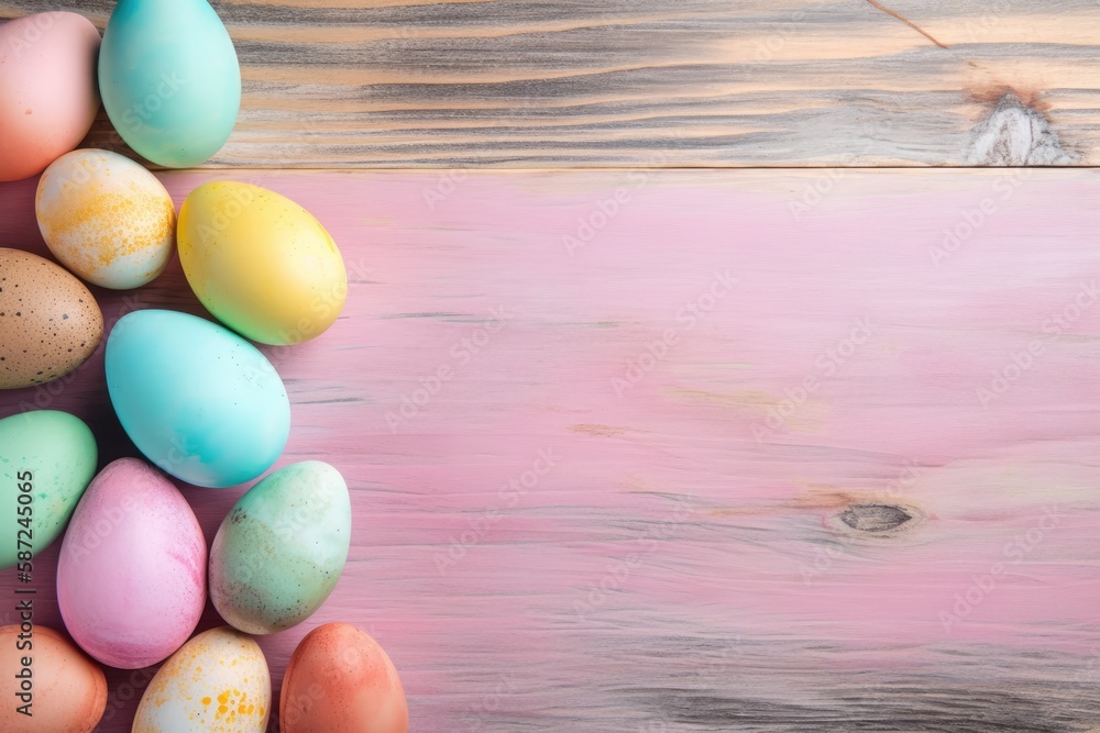 Obraz premium eggs on wooden table, with rustic vibes. Generative AI