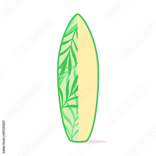 A surfboard with a floral print on a white background.