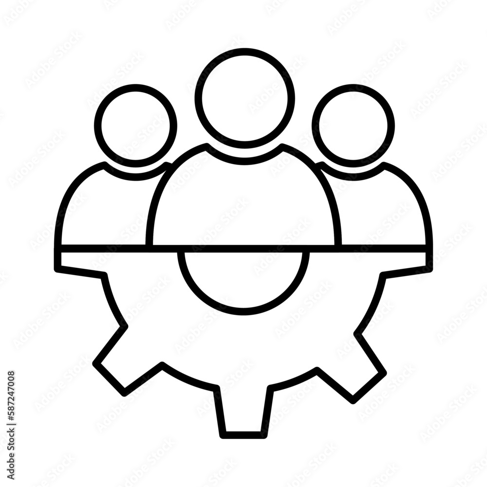 Staff teamwork and Management icon with black outline style. teamwork, business, management, work, job, hiring, career. Vector Illustration Staff teamwork and Management icon with black outline style. teamwork, business, management, work, job, hiring, career. Vector Illustration