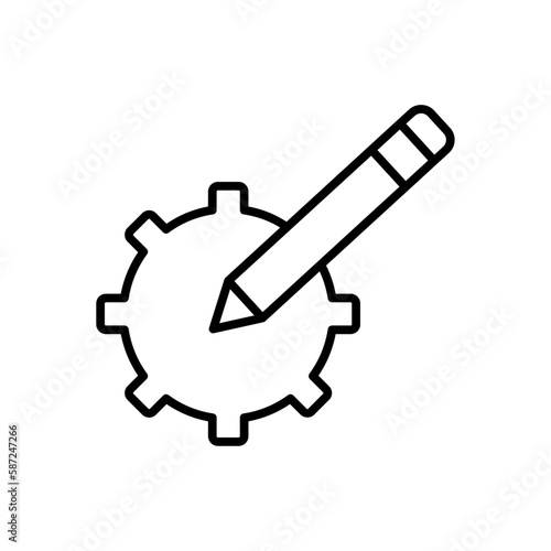 Setting teamwork and Management icon with black outline style. teamwork, business, work, office, management, group, people. Vector Illustration