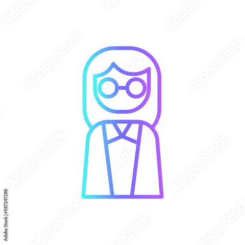 Manager teamwork and Management icon with purple blue outline style. teamwork, business, management, work, job, hiring, career. Vector Illustration