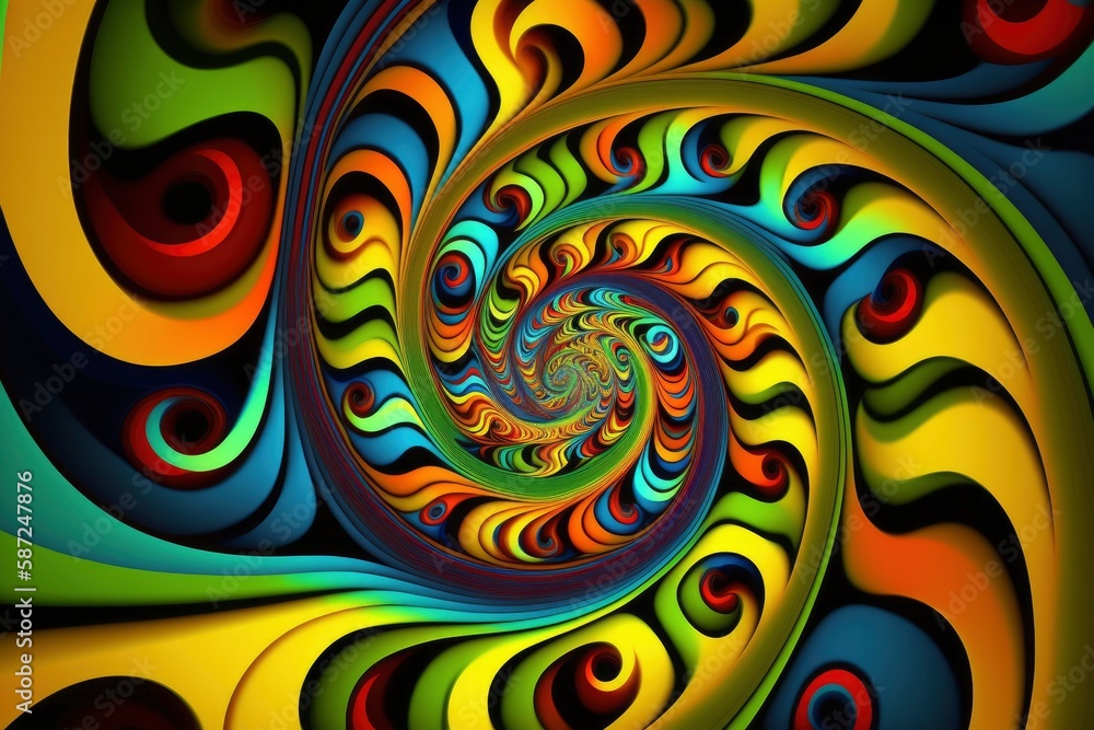 A psychedelic paisley pattern. Generative AI A psychedelic paisley pattern. Generative AI
