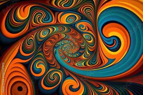 A psychedelic paisley pattern. Generative AI