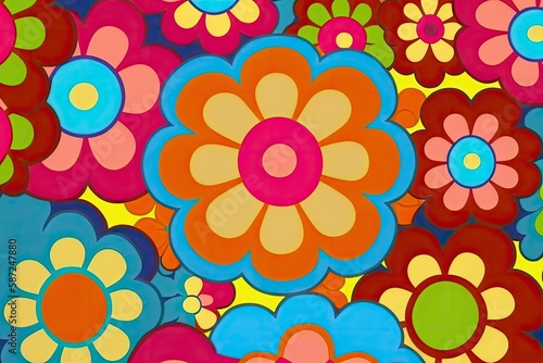 A groovy flower power pattern. Generative AI