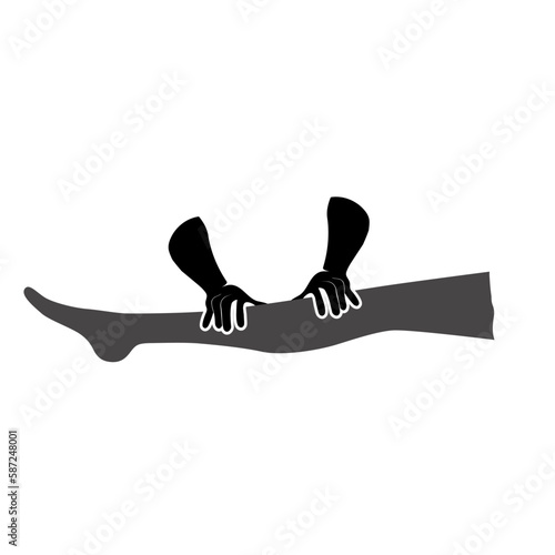 Foot massage. Female leg hand foot care, spa, health care flat style, isolated on white background. Vector illustration.