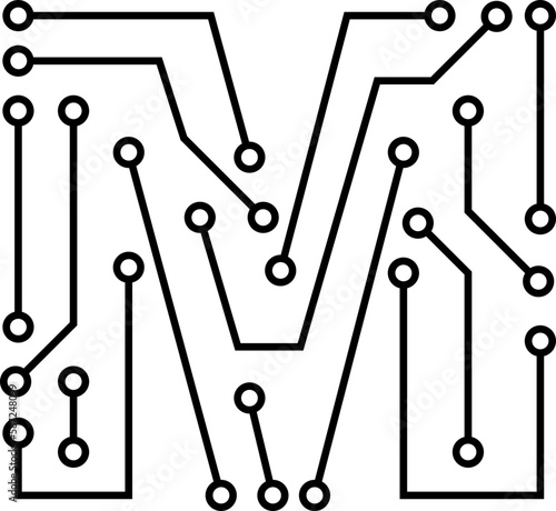 m letter technology icon
