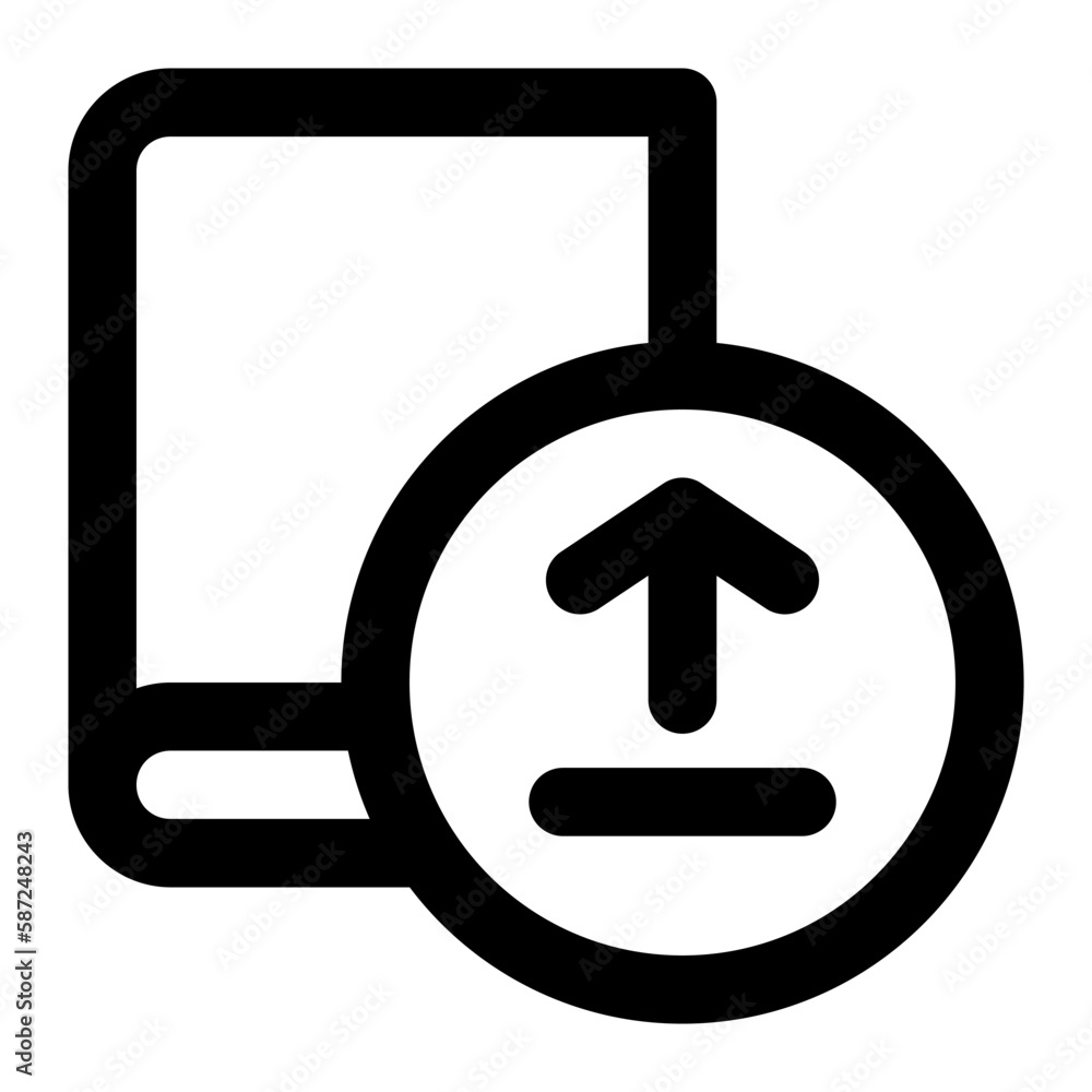 Isolated upload symbol in outline icon. Book, file, task, publication, online learning Isolated upload symbol in outline icon. Book, file, task, publication, online learning
