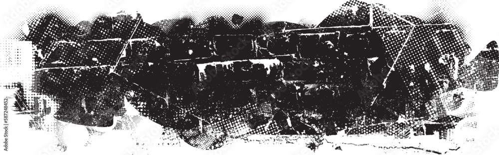 Glitch distorted geometric shape . Noise destroyed logo . Trendy defect error shapes . Glitched frame .Grunge textured . Distressed effect .Vector shapes with a halftone dots screen print texture. Glitch distorted geometric shape . Noise destroyed logo . Trendy defect error shapes . Glitched frame .Grunge textured . Distressed effect .Vector shapes with a halftone dots screen print texture.