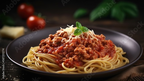 Delicious spaghetti with bolognese sauce generative ai