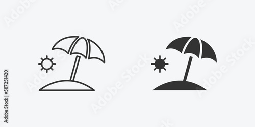 vector illustration of umbrella in beach icon symbol