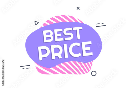 Best price sale badge, sticker or label. Liquid shape design. Discount, promotion, price off banner template. Vector illustration. 