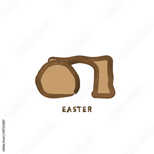 Easter holiday, empty tomb in watercolor style.