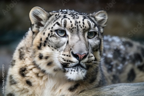 Zoo's snow leopard. Generative AI