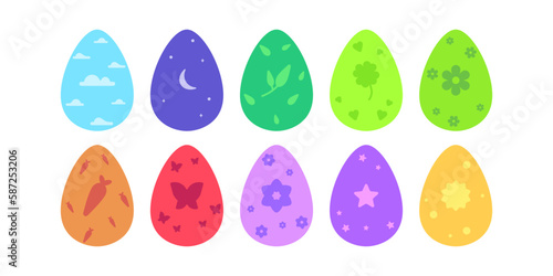 Easter day eggs vector illustration set. Spring holiday.