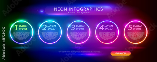 Neon Infographics Circle Frames Set