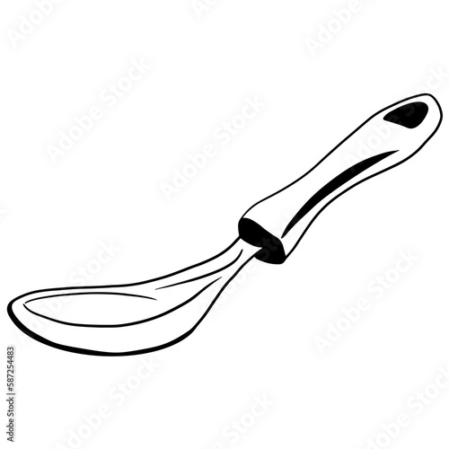 spatula outline, Hand drawn outline illustration, kitchen appliances element