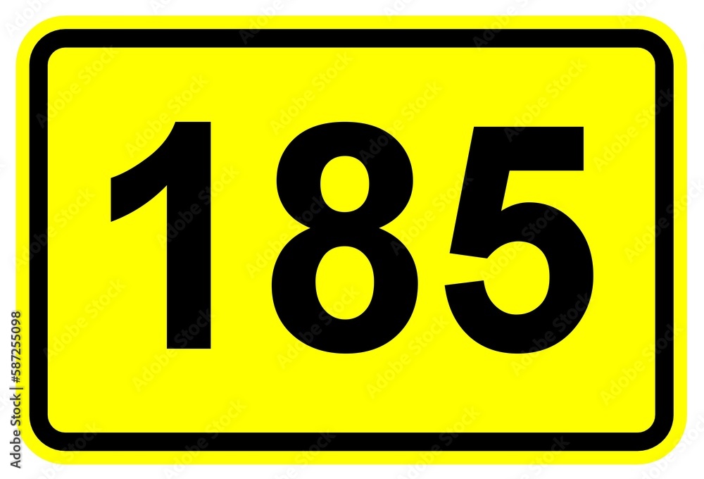 Illustration eines Bundesstraßenschildes der B 185 in Deutschland Illustration eines Bundesstraßenschildes der B 185 in Deutschland