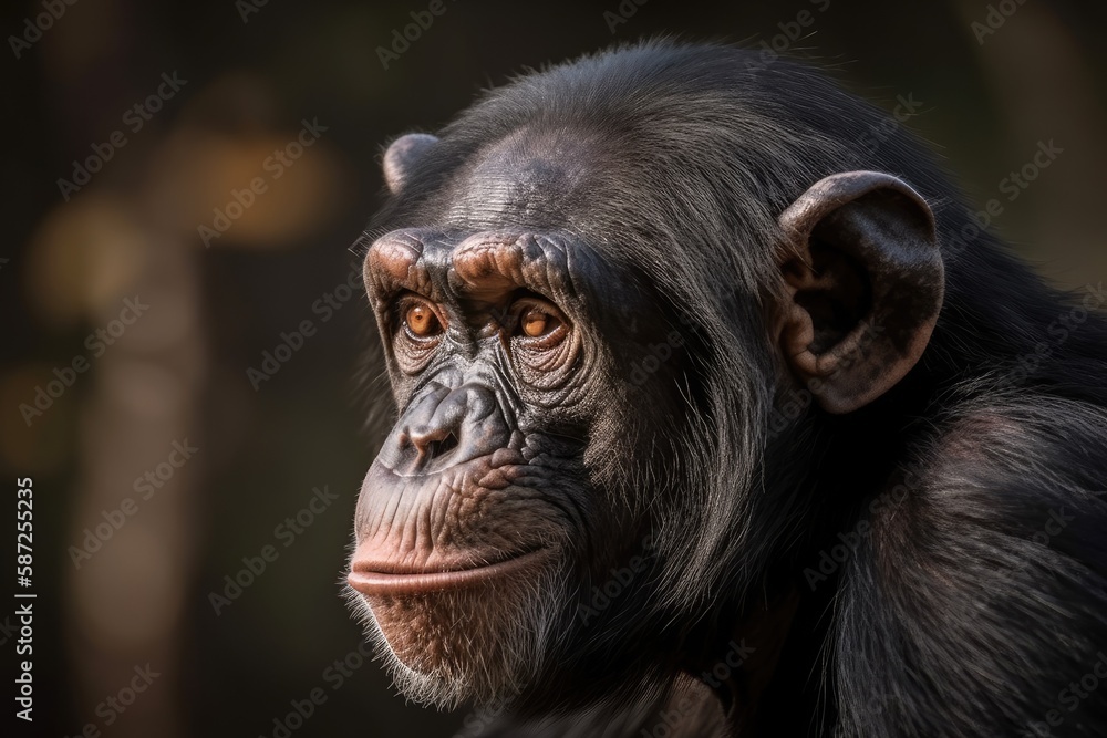 Chimpanzee has a serious thinking. Generative AI Chimpanzee has a serious thinking. Generative AI