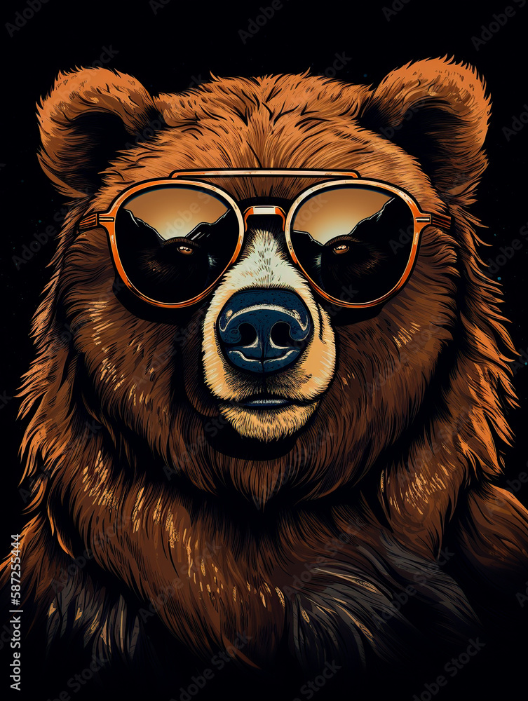 grizzly wearing sunglasses cartoon