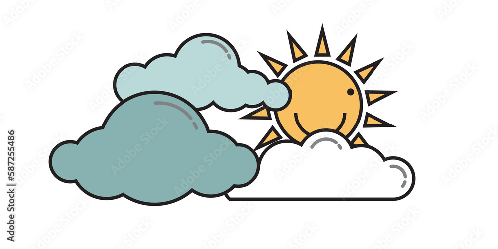 Cute clouds and sun on a clear day