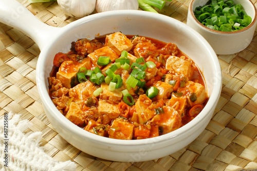 sichuan mapo tofu or Mapo doufu,Chili Tofu, traditional chinese dish	
