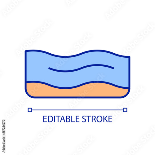 Surface water supply RGB color icon. Natural waterbody flow. Clear aqua and environment protection. Running river. Isolated vector illustration. Simple filled line drawing. Editable stroke
