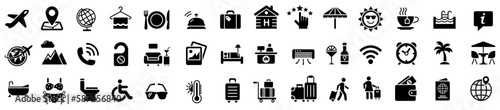 Hotel service, Simple hotel icons set, Vector icon design. Tour and travel icon set