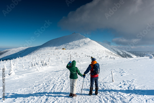 Widok z Śnieżkę, najwyższy szczyt Karkonoszy