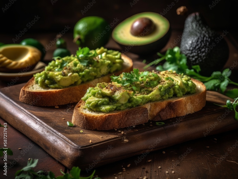 avocado toast on a wooden board avocado toast on a wooden board