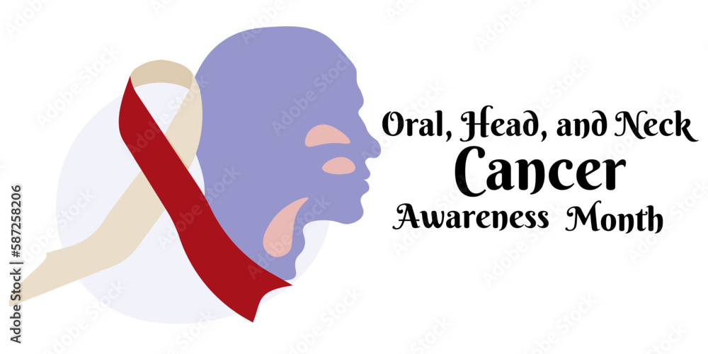 Oral, Head, and Neck Cancer Awareness Month, horizontal banner on medical subjects