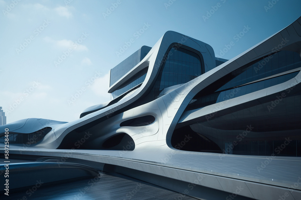 Obraz premium Streamlined technology exterior design building