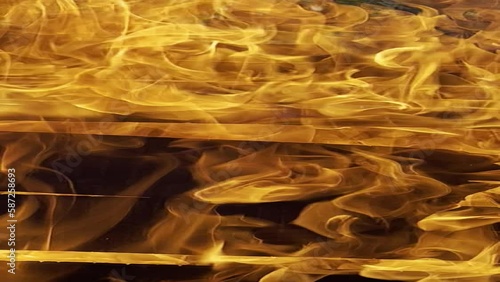 video of fire burning a lot of wood, vertical video with fire from close up, fire raging through the forest