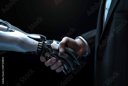 Businessman and robot shake hand pose © Elaine
