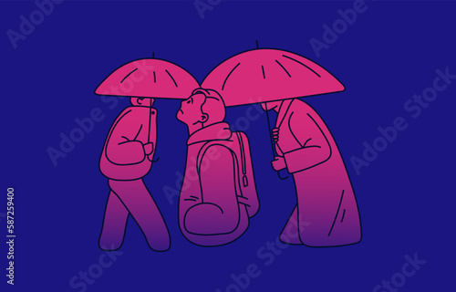 Sad unhappy depressed person feeling loneliness, sadness. Desperate hopeless character. Upset lonely person wandering on street. Depression, psychology burnout concept. Flat vector illustration