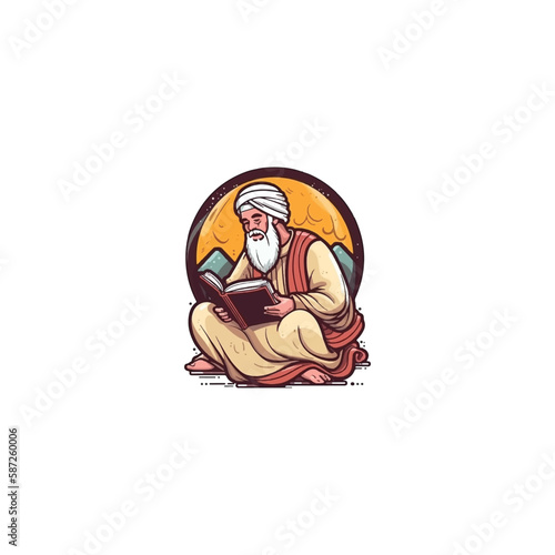 muslim reading quran vector logo © Rapit