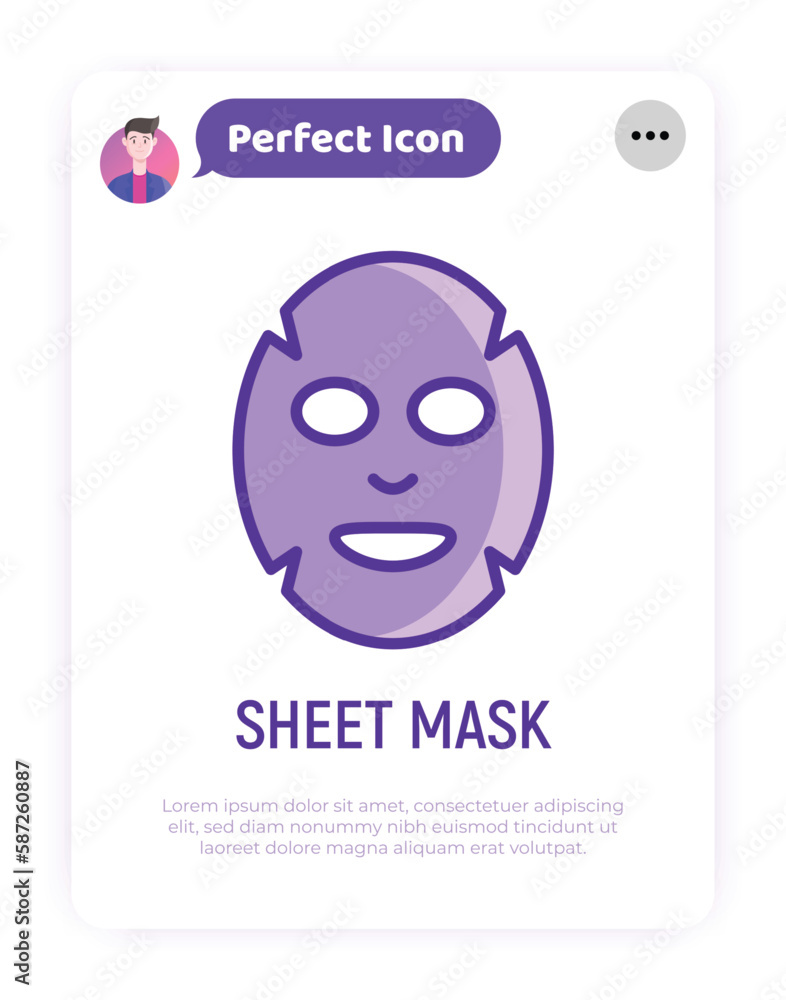 Facial sheet mask thin line icon. Modern vector illustration for beauty shop. Facial sheet mask thin line icon. Modern vector illustration for beauty shop.