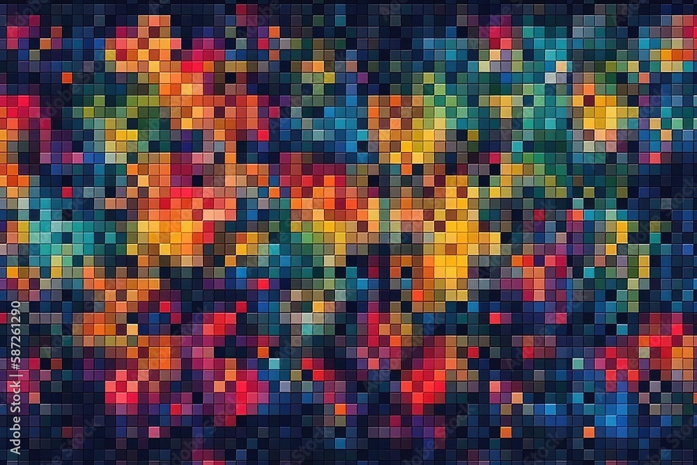 vibrant square pattern on a dark backdrop. Generative AI vibrant square pattern on a dark backdrop. Generative AI