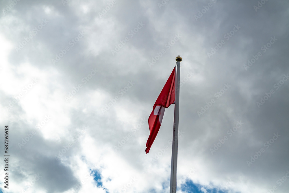 National flag of Switzerland NOT waving in the wind National flag of Switzerland NOT waving in the wind