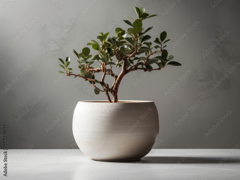 A modern and minimalist plant pot on a white background A modern and minimalist plant pot on a white background